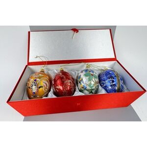 Joan Rivers 2010 Russian Inspired Glass Egg Ornaments Set (4) Original Box